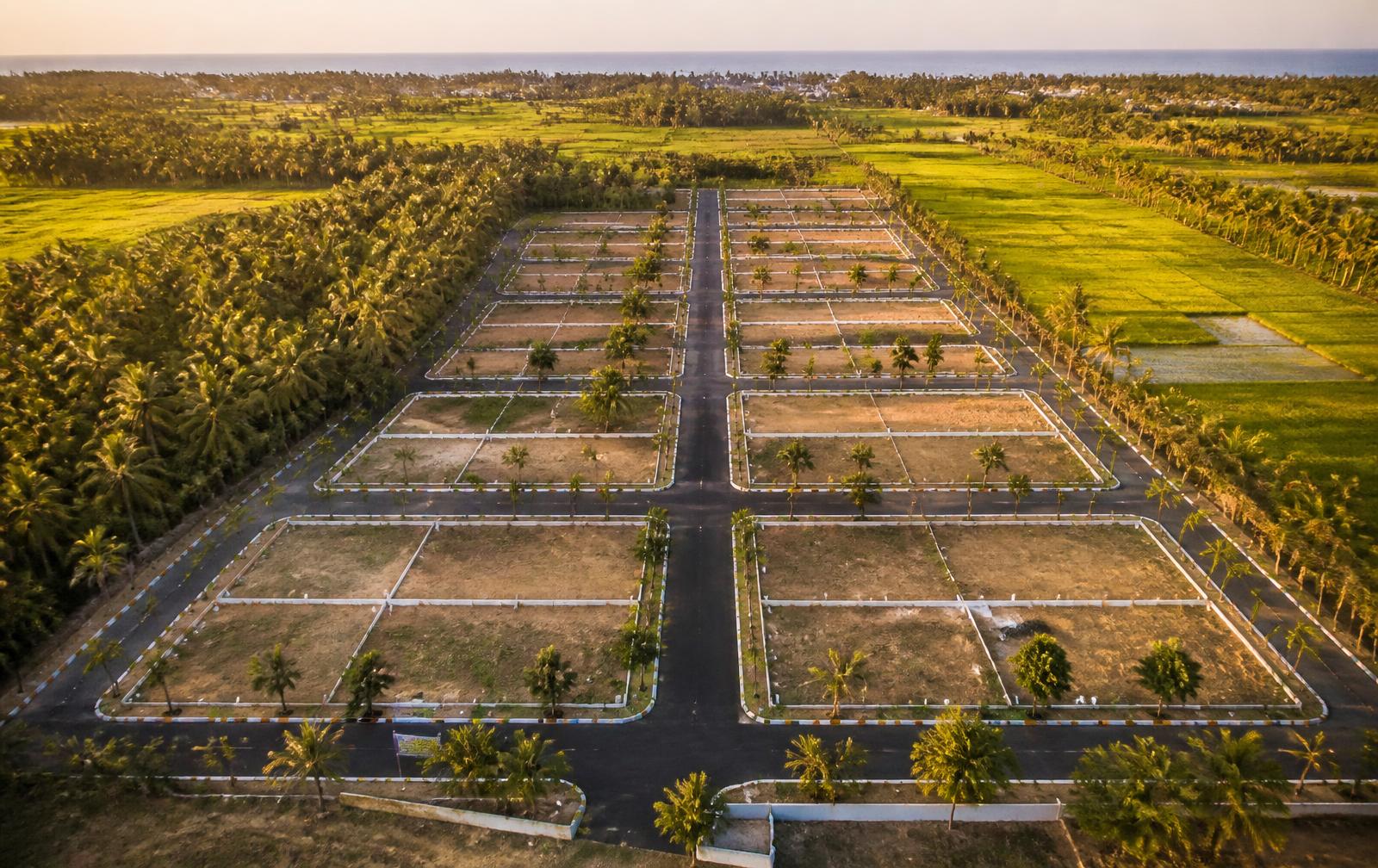 Aerial view of Adithya Venture open plot layout at Kotapolur near Sullurupeta